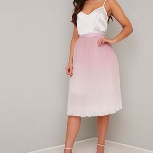 CHI CHI Ombre Pleated Midi Skirt in Light Pink